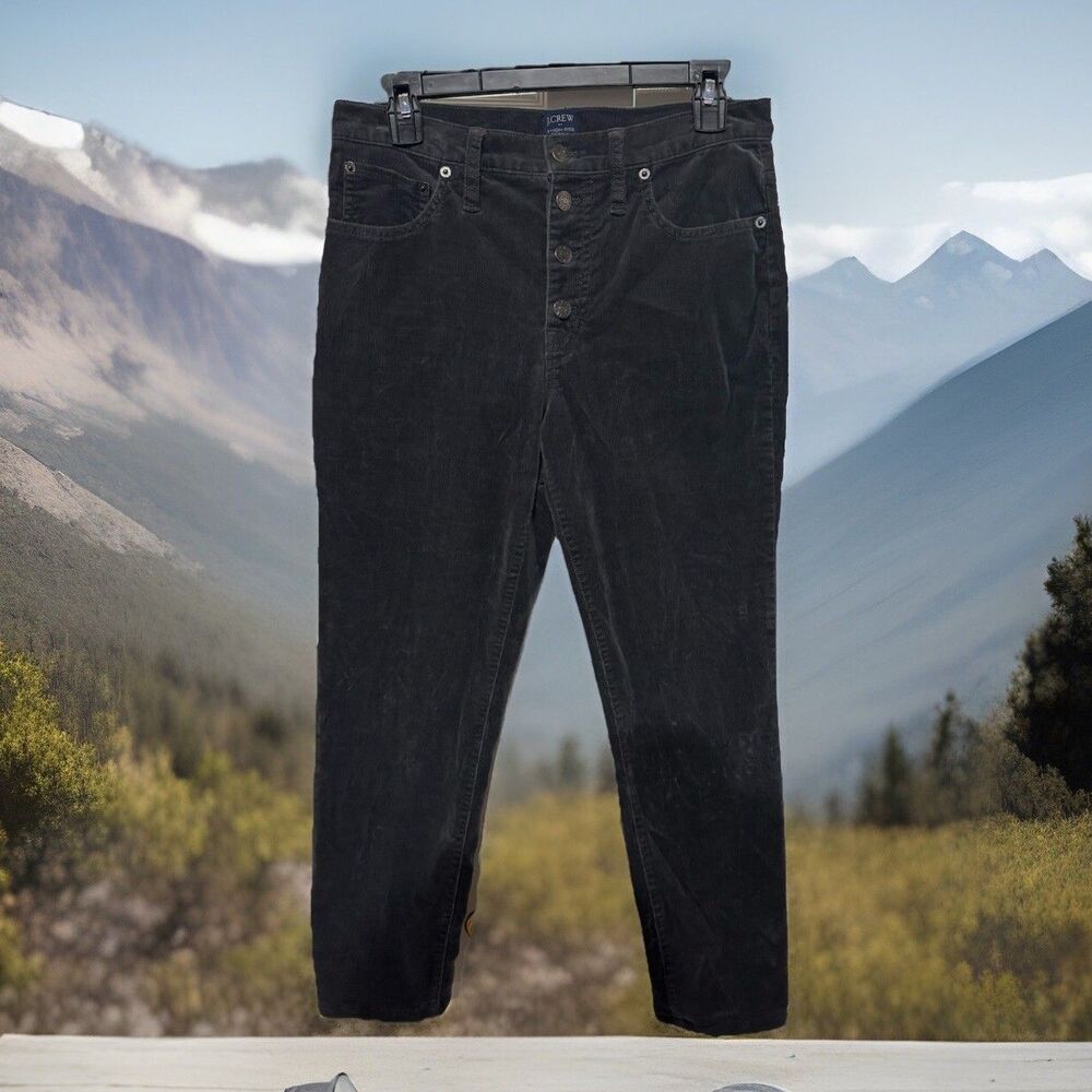 J.Crew Pants‎ Womens Size 29 Black Corduroy 9" High-Rise Skinny Button Fly